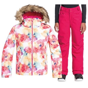 ROXY/ロキシー/ROXY スノーボードウェア上下セット ピンク（キッズ130