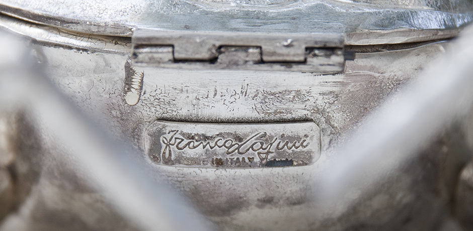 Franco Lapini Silver Plated Huge King Crab Caviar Bowl Italy 1970