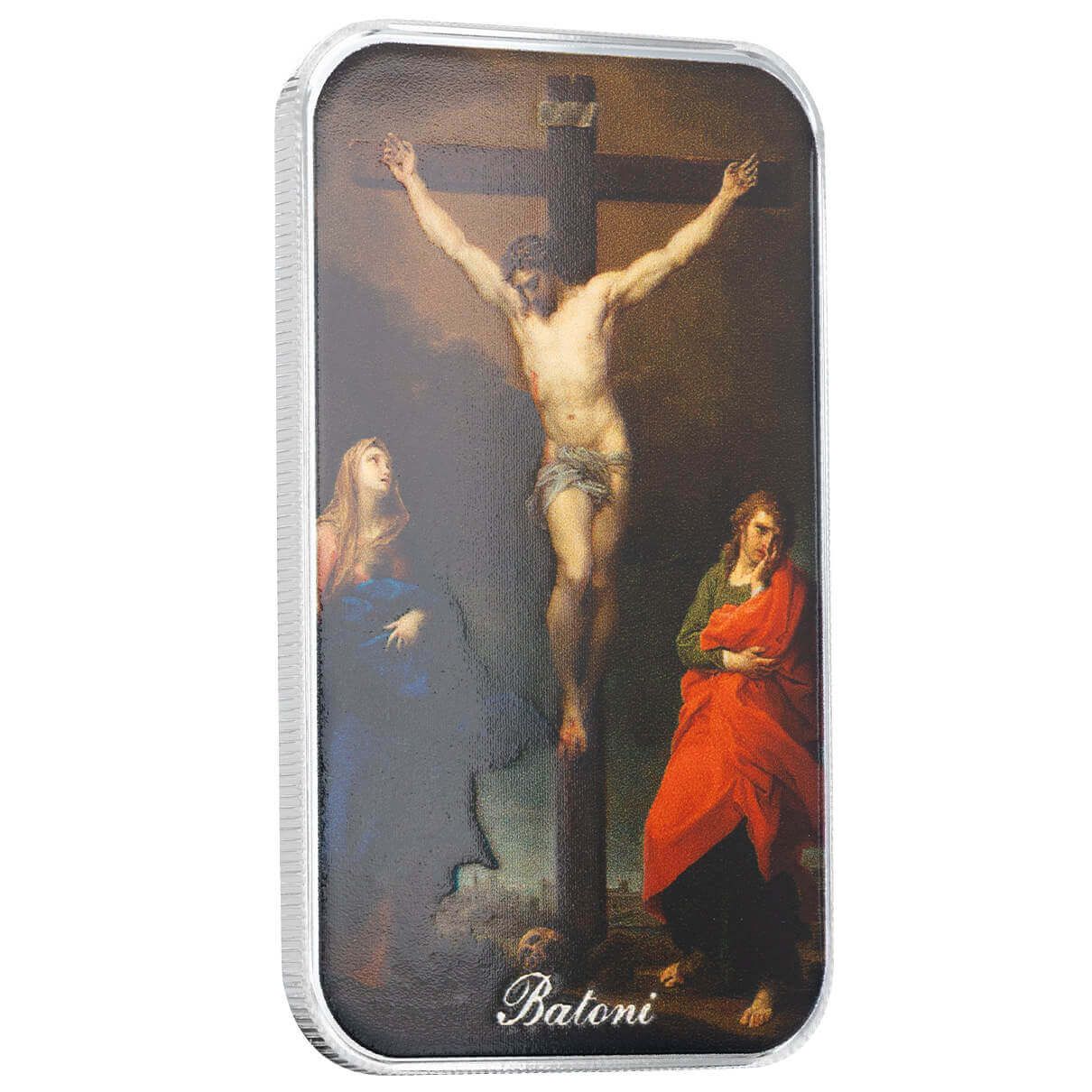 The Crucifixion by Pompeo Batoni 1 oz 999 Fine Silver Color Bar