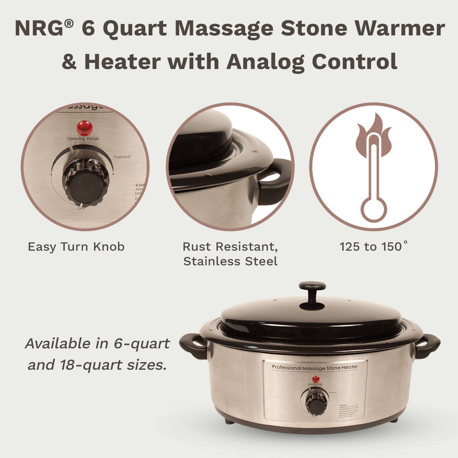NRG 6 Quart Massage Stone Warmer - Massage Stone Heater
