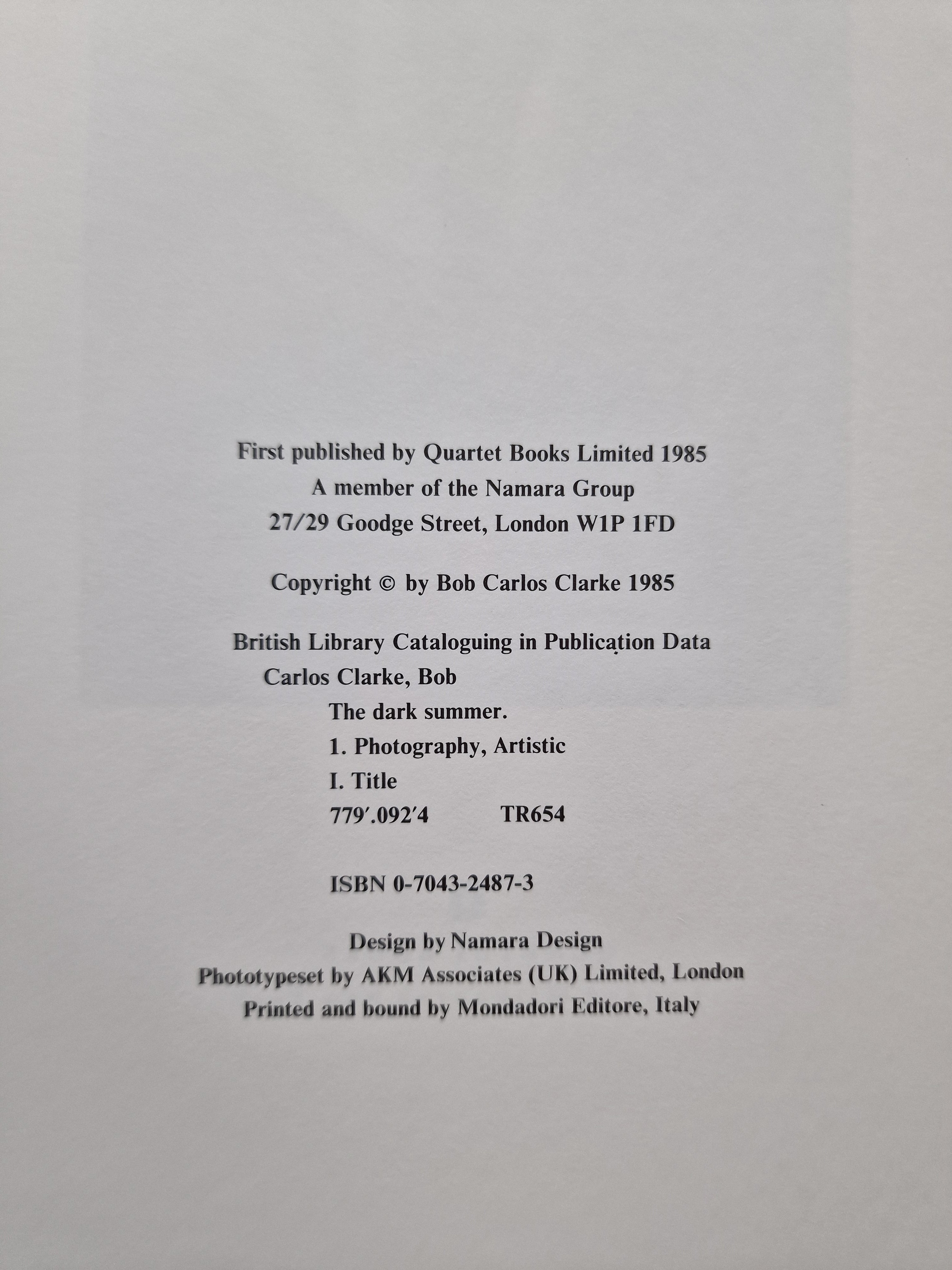 Buy The Dark Summer by Bob Carlos Clarke Online – Setanta Books