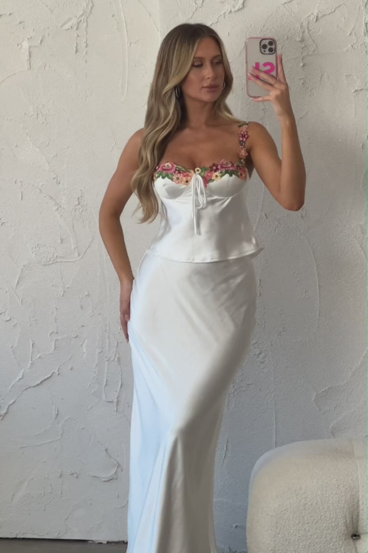 Shop the Rose Garden Floral Applique Cami Top White