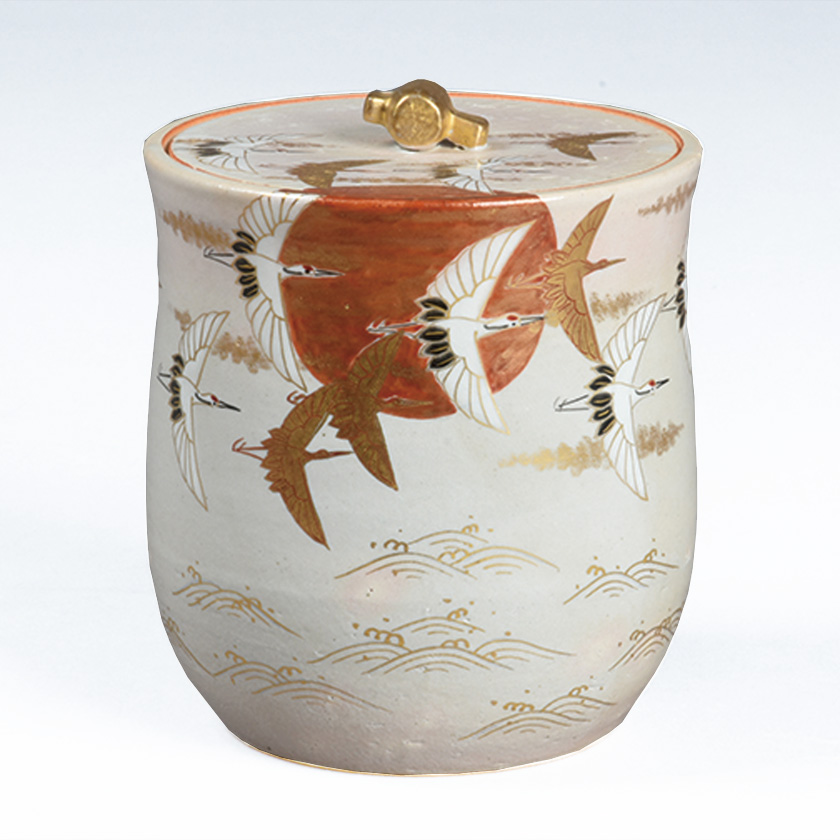 茶道具 水指（水差・みずさし） 水指 色絵 群鶴 杣山 契月 | 千年の