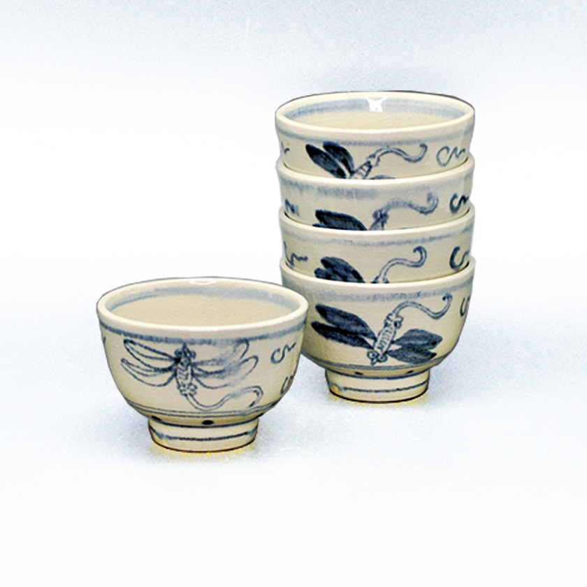 煎茶道具 水月窯 楓文 汲出茶碗 五客 共箱 V 7458 煎茶道具 水月窯 楓