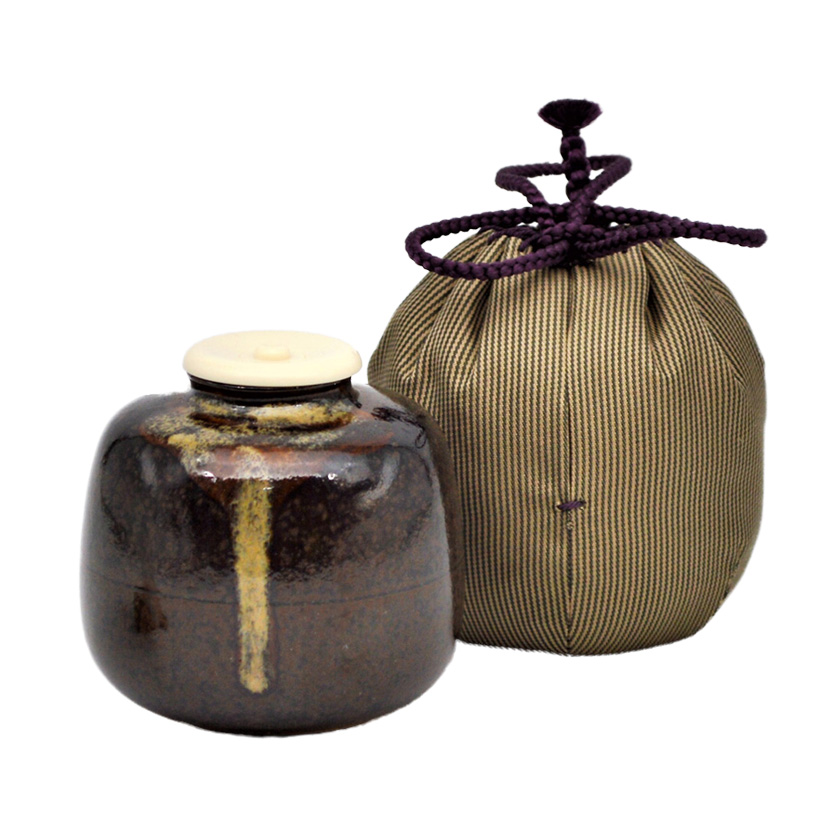 茶道具 茶入（ちゃいれ） 茶入 利休尻膨 ラクト蓋 陶若窯 | 千年の香り