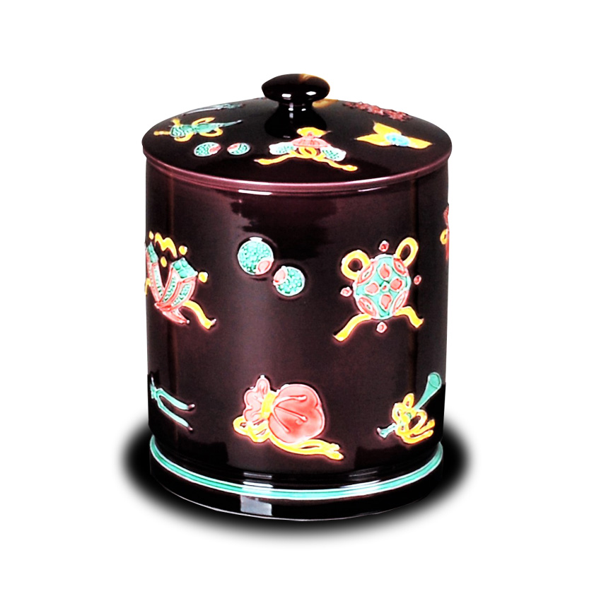 勝美永泉造 紫交趾 青海波 水指 茶道具 茶道具 水指（水差・みずさし