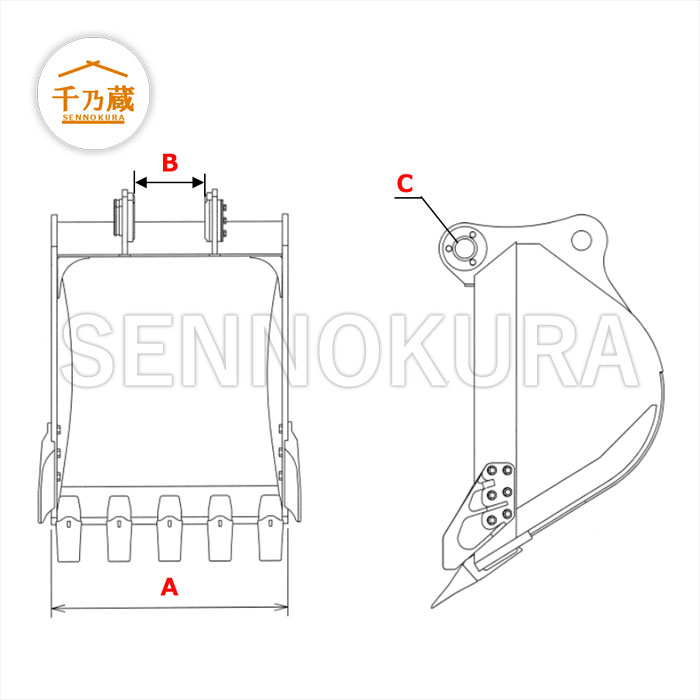 日立純正 標準バケット ZX30クラス 550幅 サイドカッター付 / 建設機械