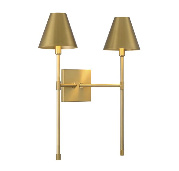 Jefferson 2-Light Wall Sconce in Warm Brass