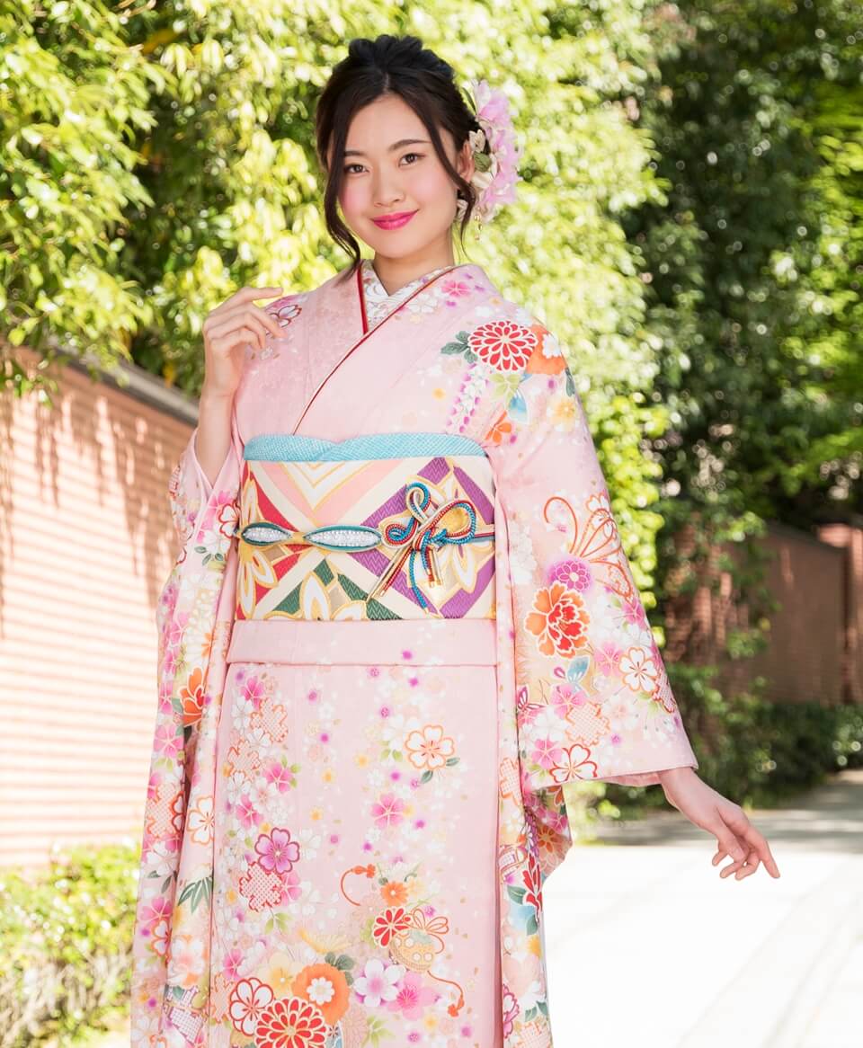 ピンク地蝶に菊[FS0415] | 成人式振袖レンタル京都さがの館