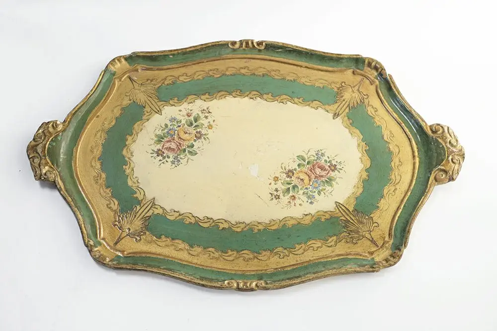 ヴィンテージ フローレンタイントレイ/green イタリア製 フィレンツェ