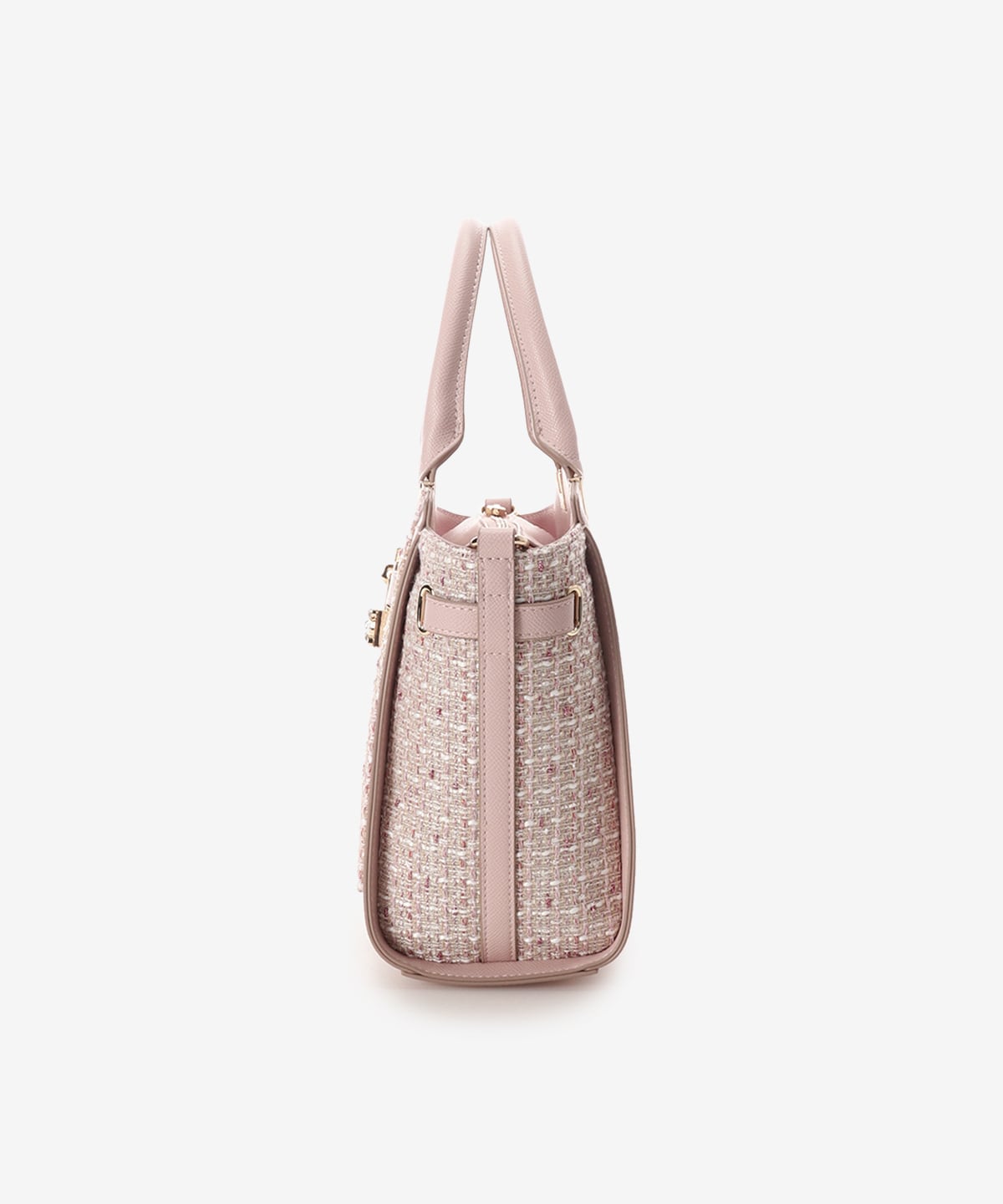 ツイードベルトビジューハンドバッグ(FREE ピンクベージュ