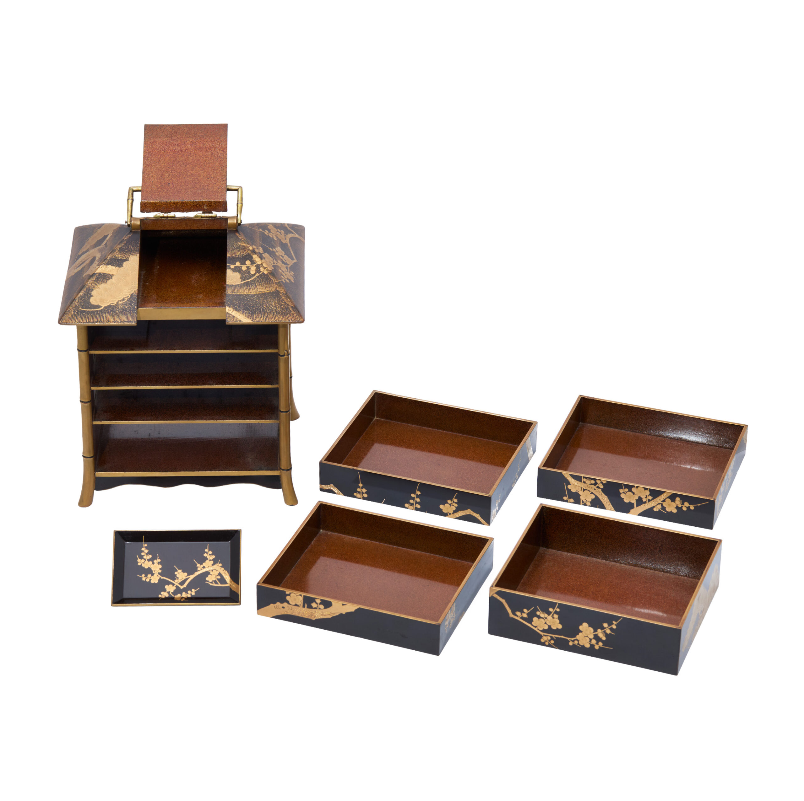 Antique Japanese Lacquer Box (Bento-09) | Samurai Museum Shop