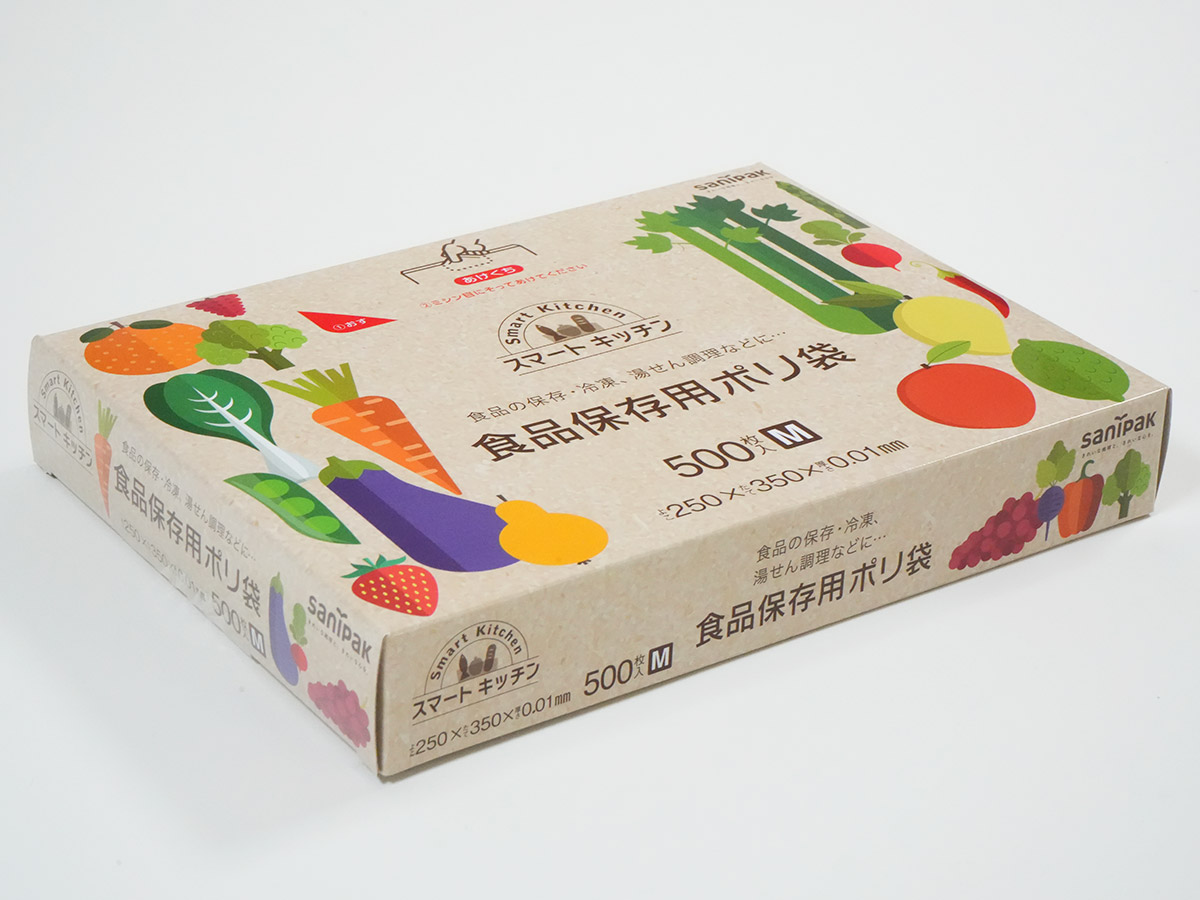スマートキッチン 保存袋 箱入り M 半透明 500枚 0.01mm | サニパック
