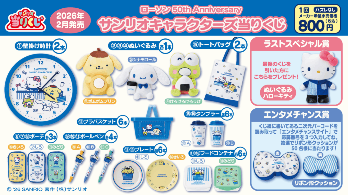 2/17（火）～順次発売！「ローソン50th Anniversary サンリオ
