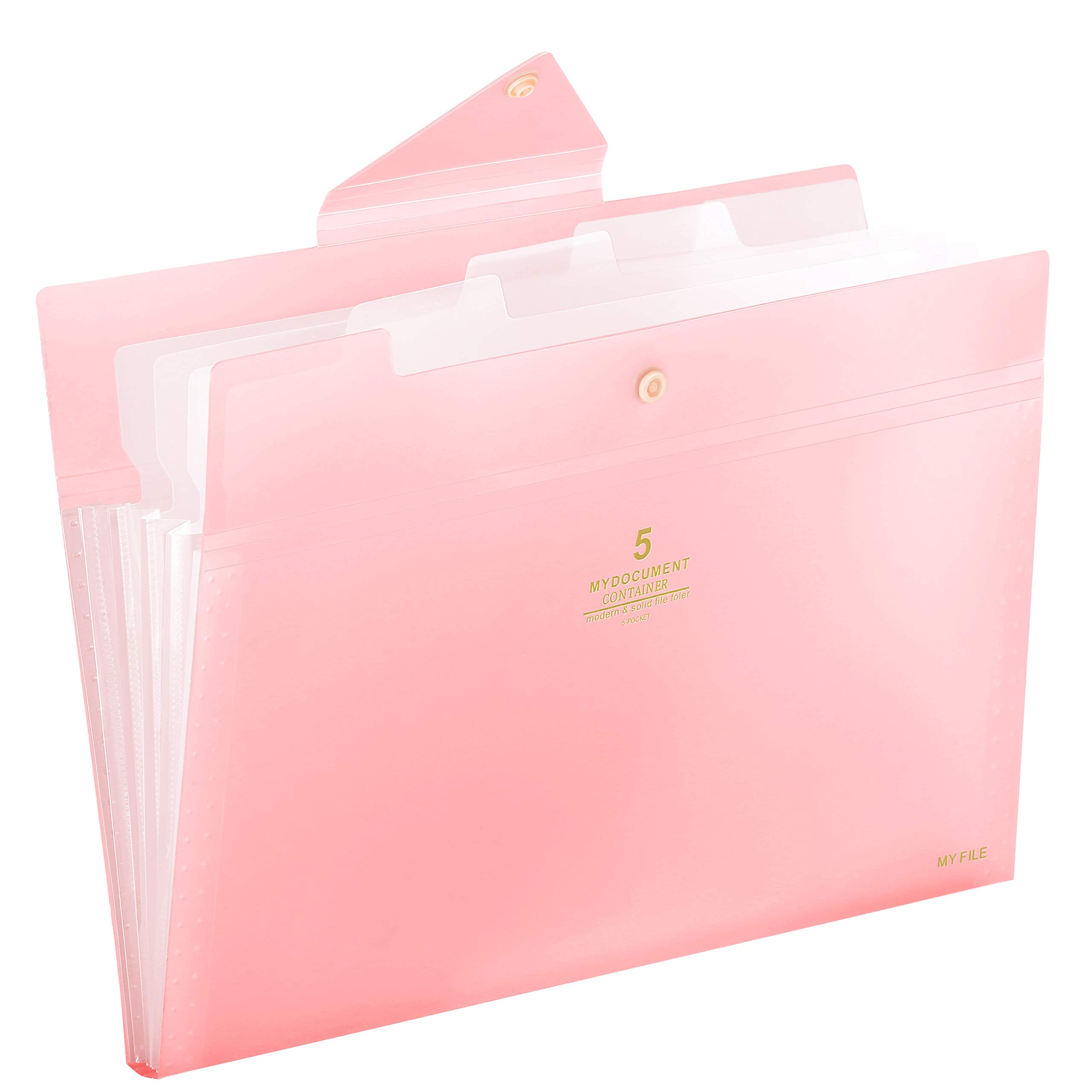 SKYDUE Expanding File Folders 5 Pockets File Folder with Snap Closure