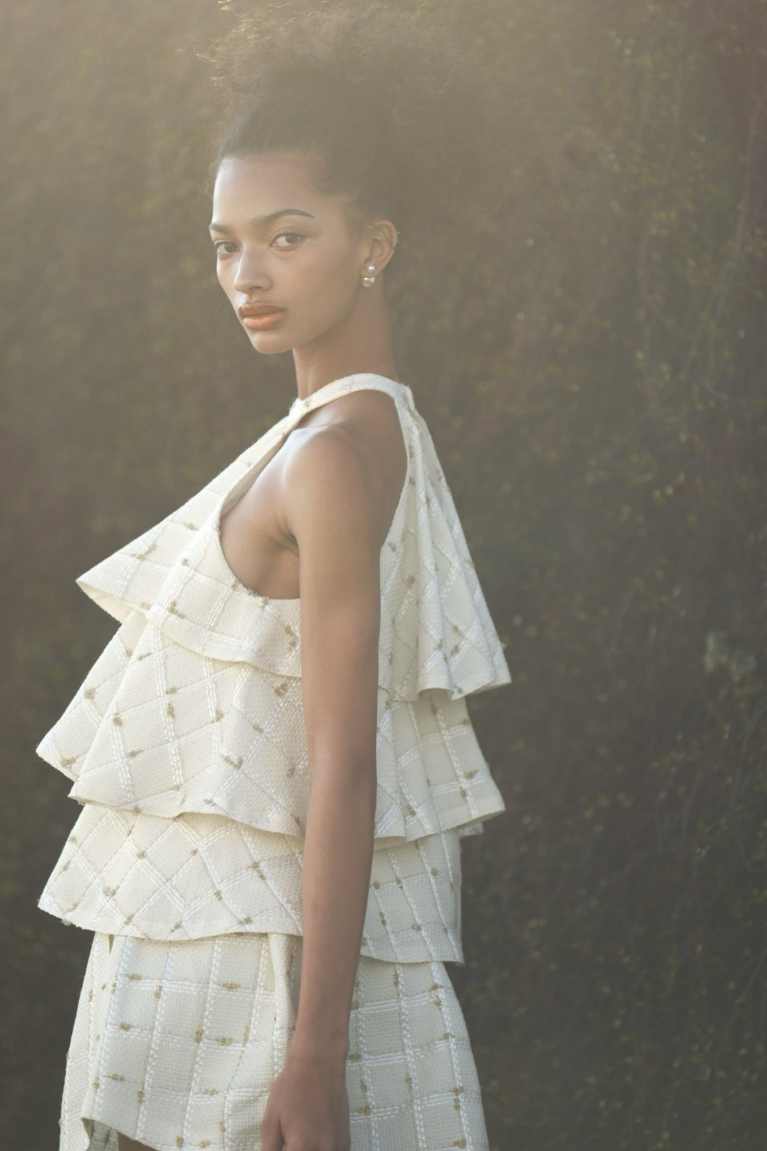 candy check tweed ruffle frill tops – shéller / シェリエ