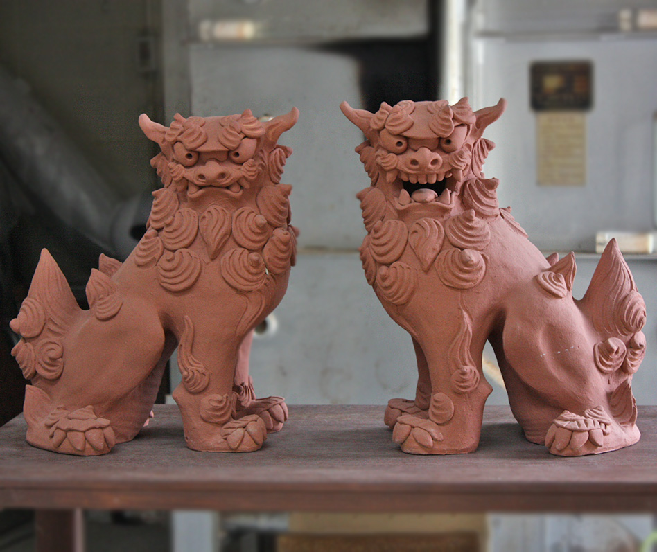 立横赤焼きシーサー H40 作宮城勝人