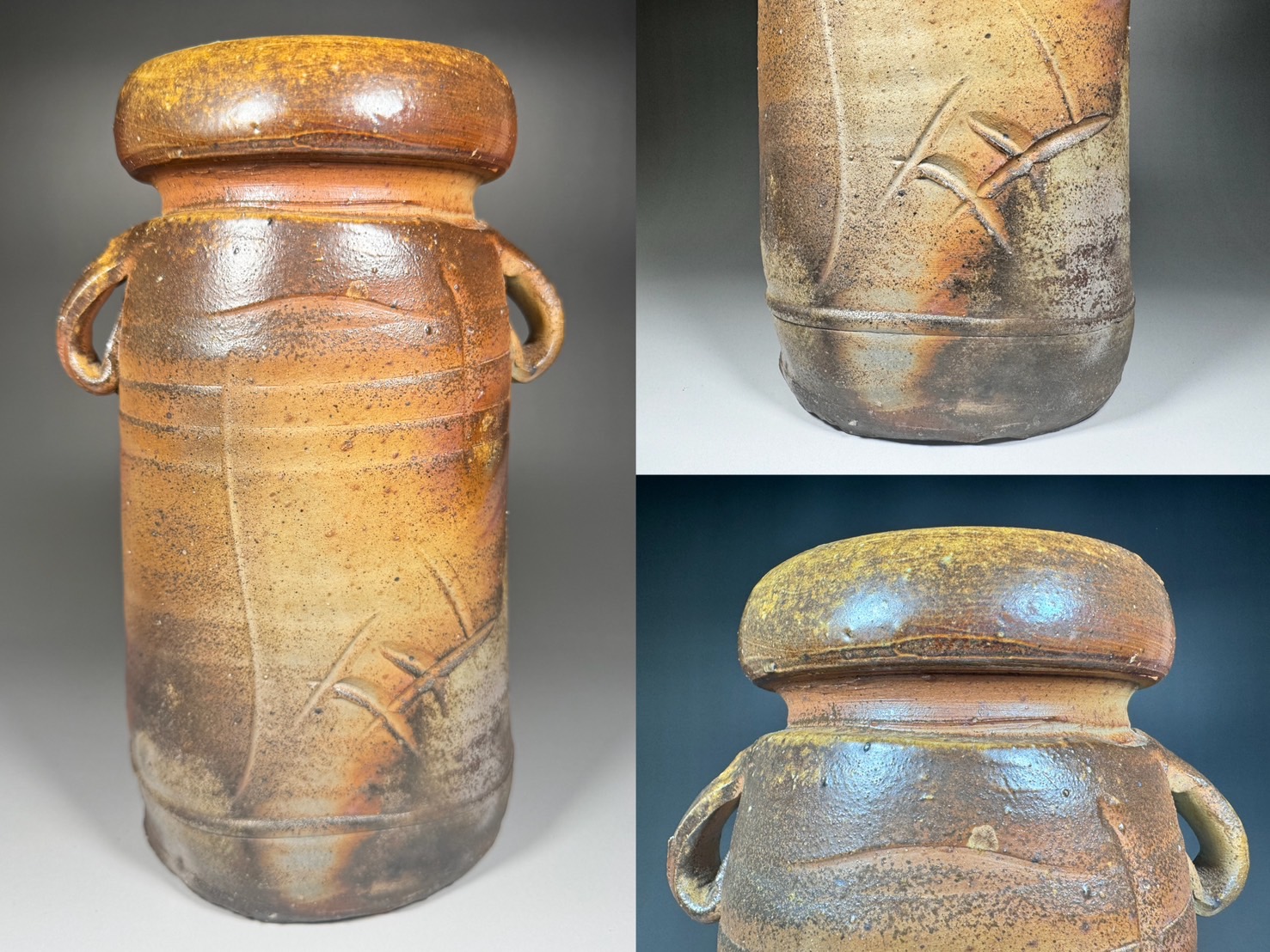 伊勢崎満 備前耳付花入 | 新栄堂