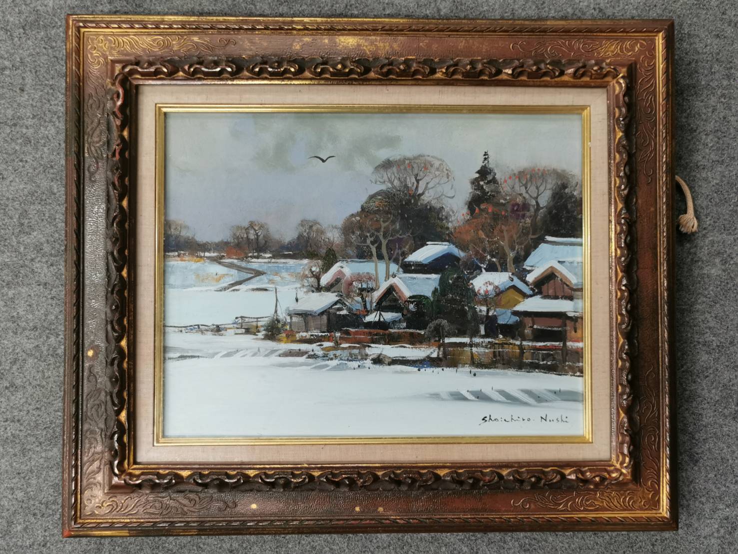 塗師祥一郎「雪後の里」油彩 直筆サイン | 新栄堂