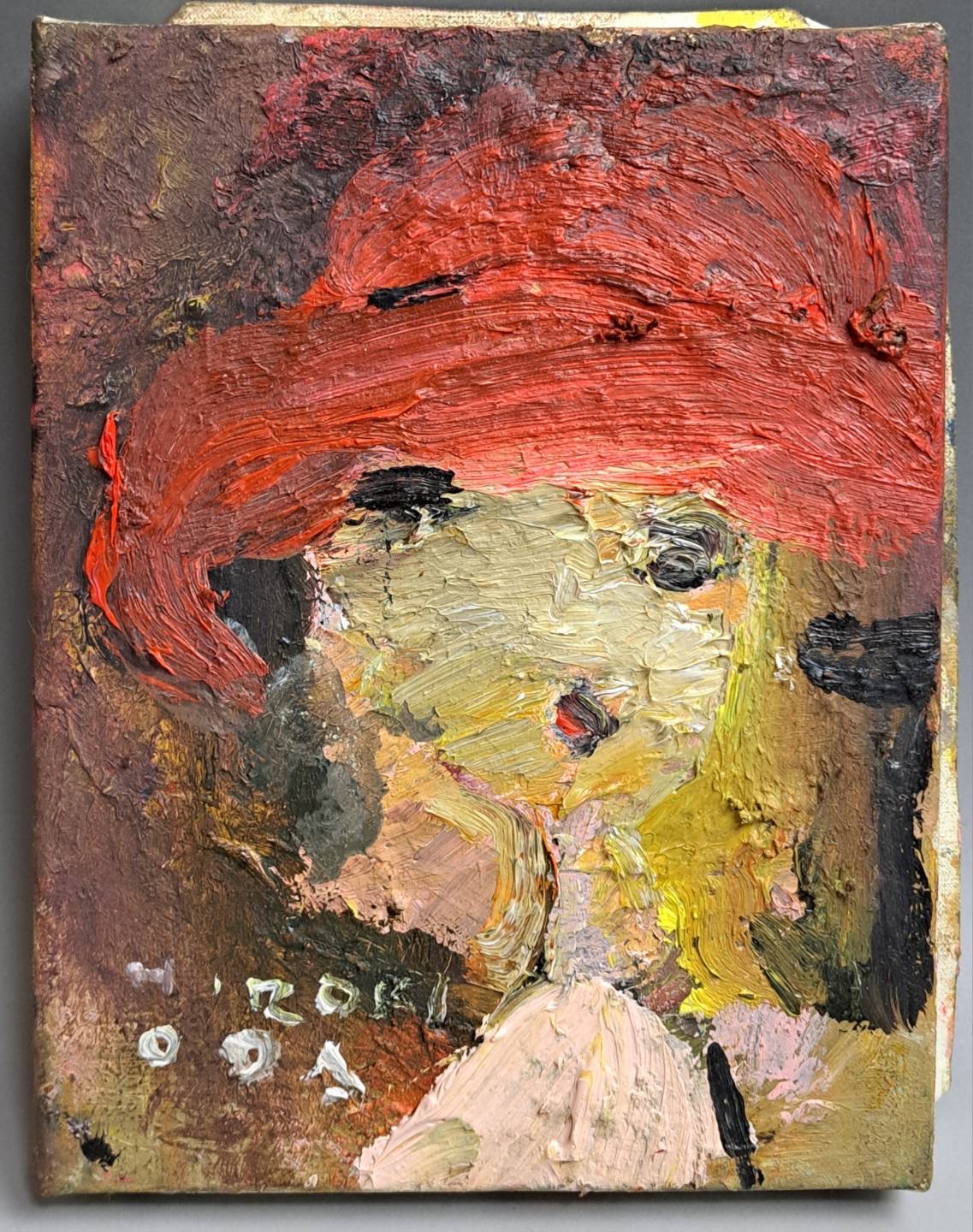 織田廣喜「赤い帽子の少女」 油彩 直筆サイン 美人画 人物画 絵画 | 新栄堂