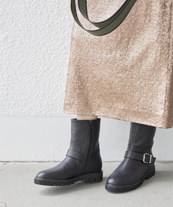 SAYA 本革ブラックエンジニアブーツ 24 SAYA エンジニアブーツ 24cm