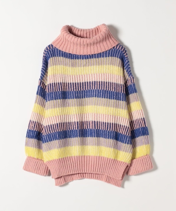 CARA＆THE SKY:〈洗濯機可能〉マルチボーダー タートルネック ニット