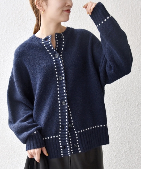 SHIPS any:〈手洗い可能〉ステッチ デザイン ルーズ ニット