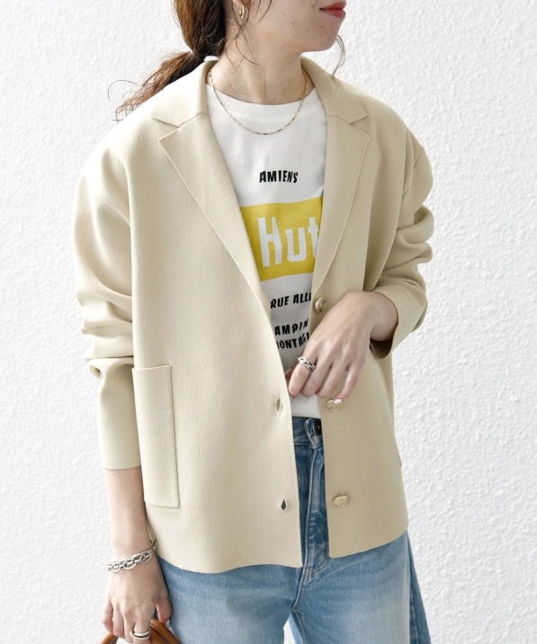 WEB限定】SHIPS any:〈手洗い可能〉テーラード ニット カーディガン
