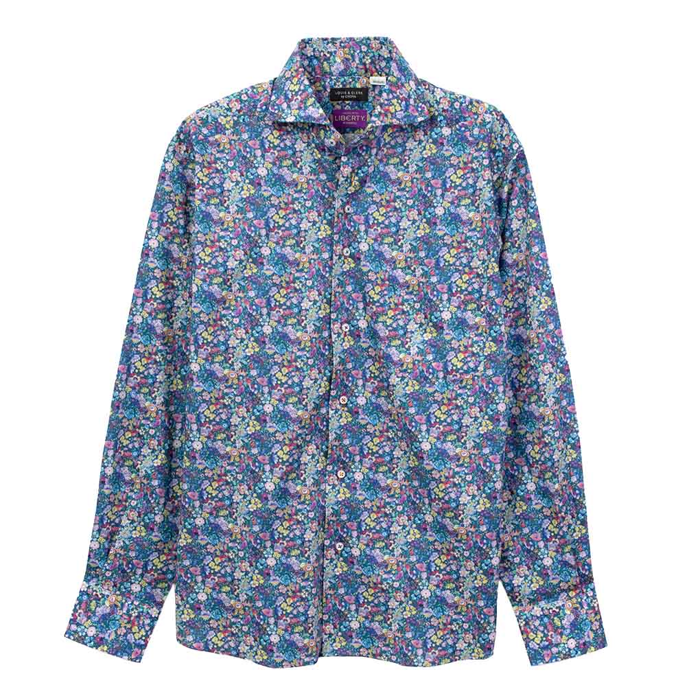 ワイシャツ 花柄 プリント 草木、ボタニカル マルチカラー LOUIS