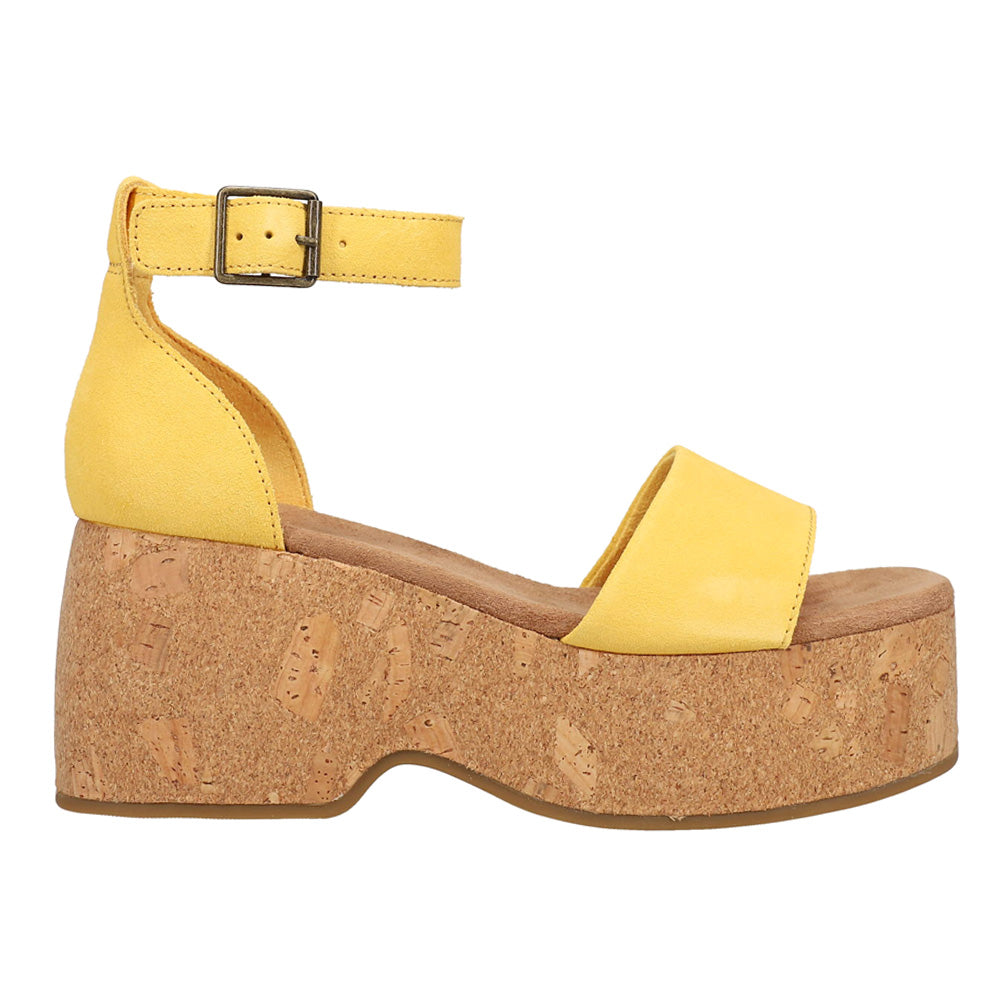Shop Yellow Womens TOMS Laila Suede Platform Cork Sandals – Shoebacca