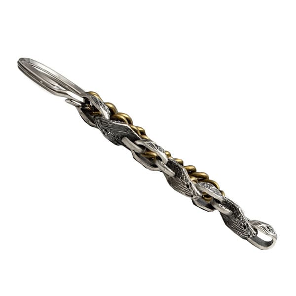 送料無料 シルバー×BRASS キーチェーン 「Scratch」 [DG-118]