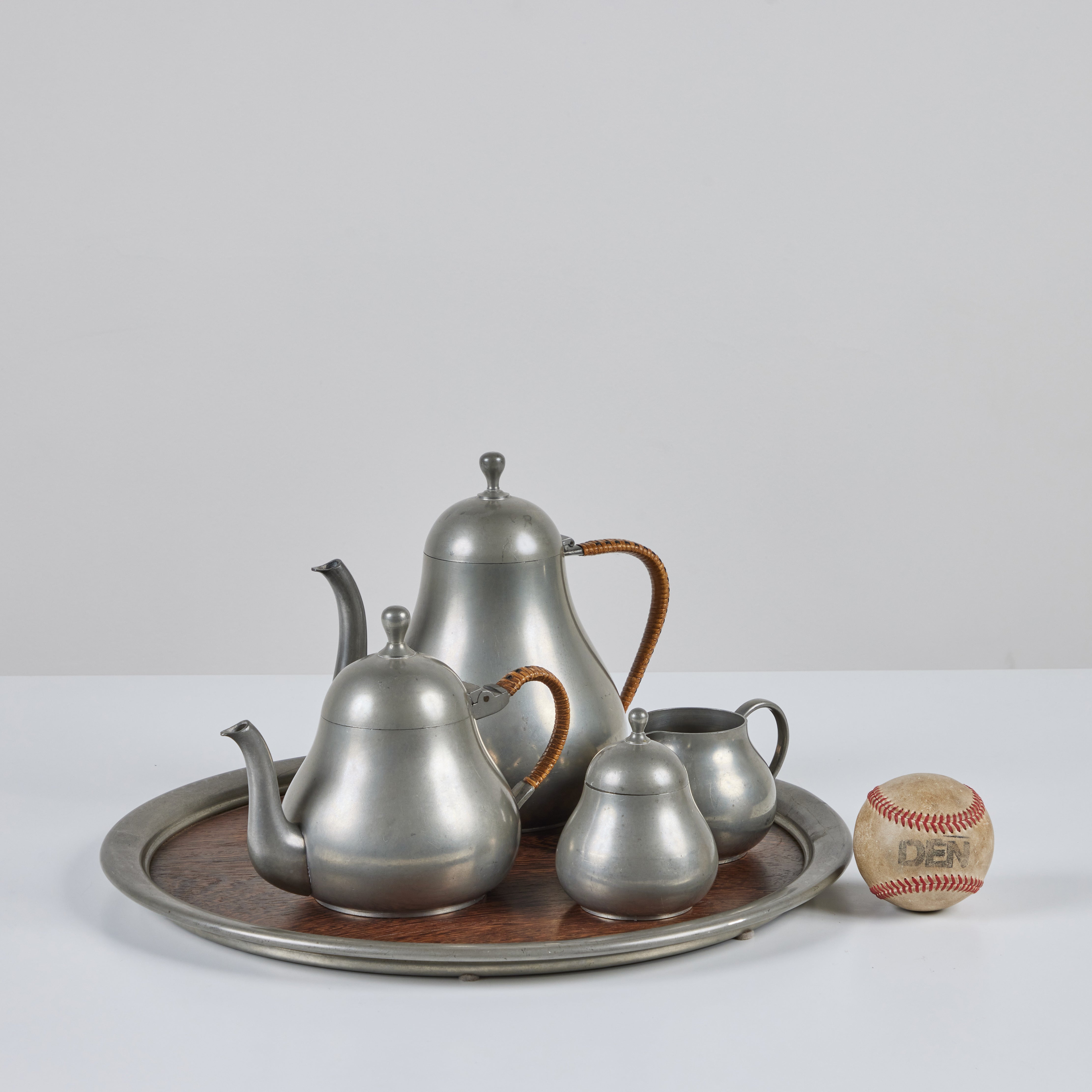 Meeuws & Zoon Den Haag Pewter Five Piece Coffee and Tea Service