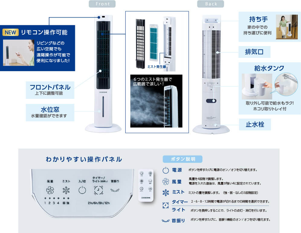 公式】ここひえ タワーT2（タワー型クーラー）｜ショップジャパン