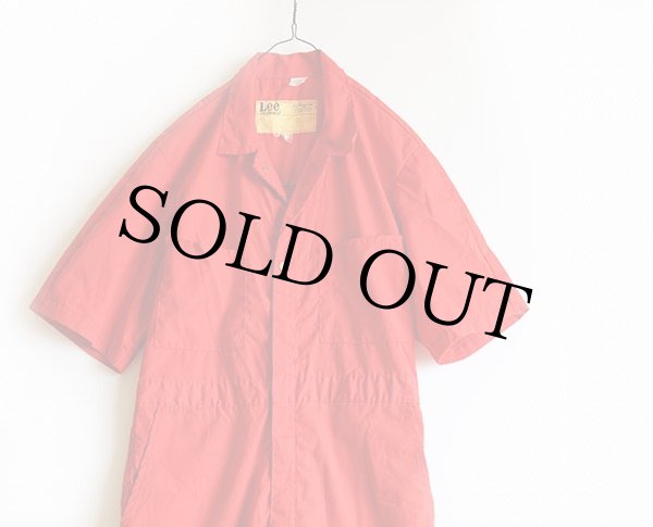 70s USA製 Leeリー UNION-ALLS 半袖 オールインワン 赤 40R☆つなぎ