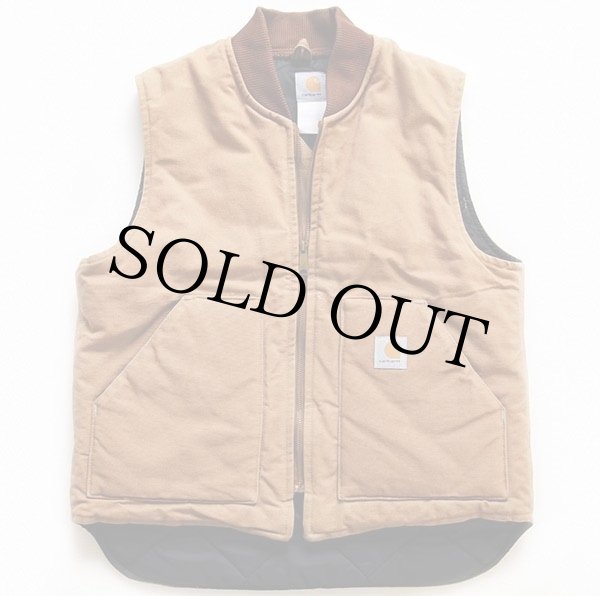 90s carharttカーハート キルティングライナー ダックベスト 茶 L