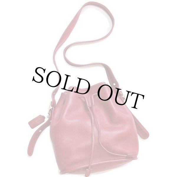 USA製 COACH オールド コーチ 巾着 レザー ショルダーバッグ 赤☆9952