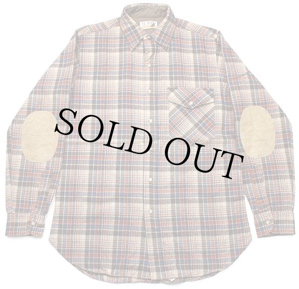 70s PENDLETONペンドルトン LOBO チェック エルボーパッチ付き ウール