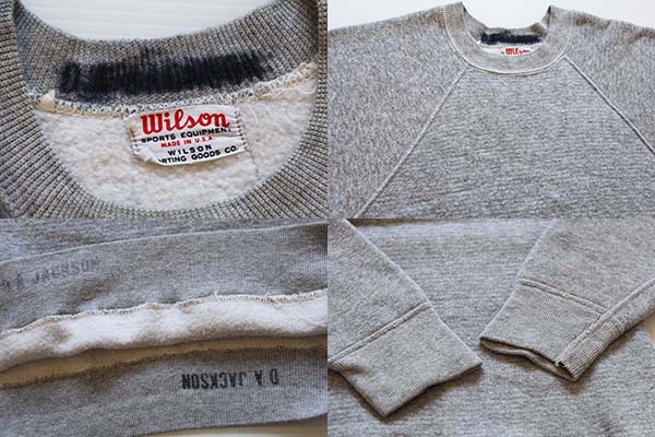 60s USA製 Wilsonウィルソン 無地 スウェット 杢グレー - Sixpacjoe