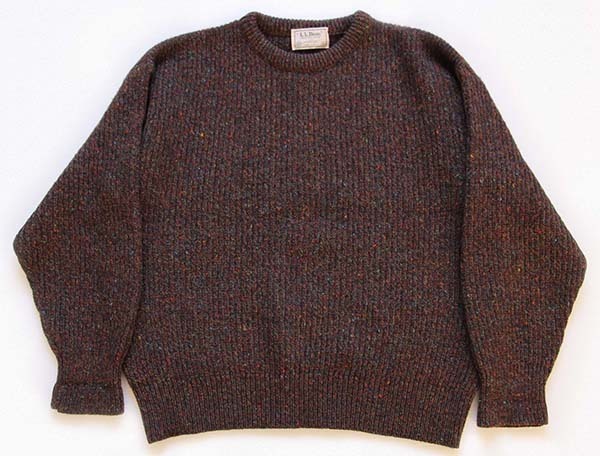 80s USA製 L.L.Bean ネップ入り シェットランド ウールニット セーター