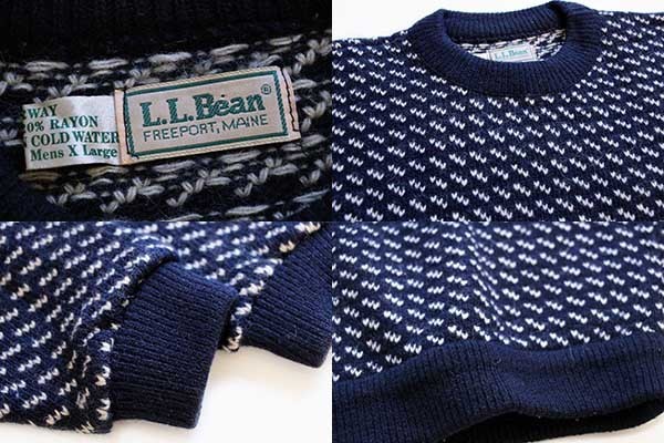 80s ノルウェー製 L.L.Bean ノルウェージャン バーズアイ ウールニット