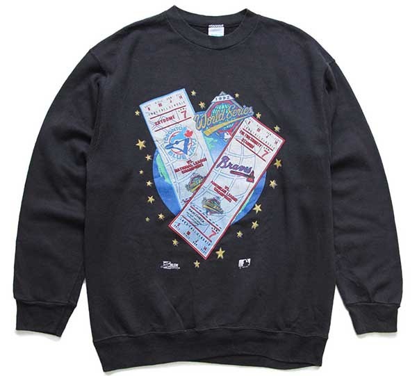 90s SALEM MLB 1992 World Series BLUE JAYS×Braves スウェット 黒 L