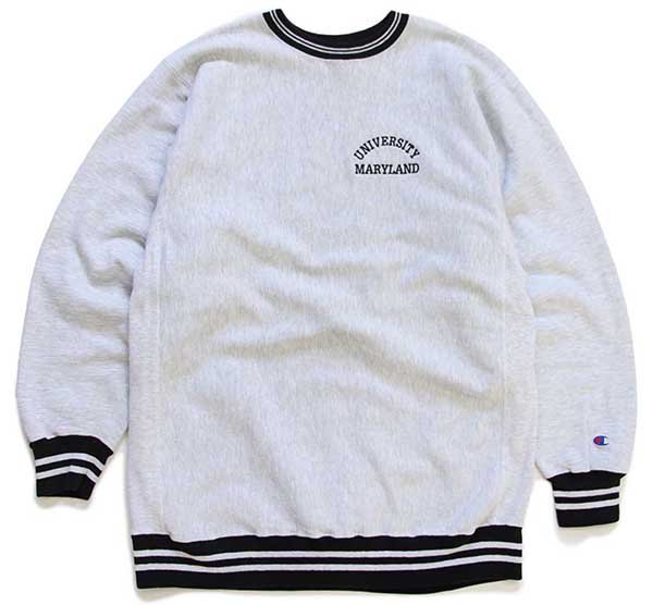 90s USA製 Championチャンピオン UNIVERSITY MARYLAND 刺繍 リブライン