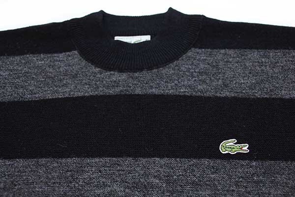 80s フランス製 CHEMISE LACOSTE ラコステ 太ボーダー ウール×アクリル