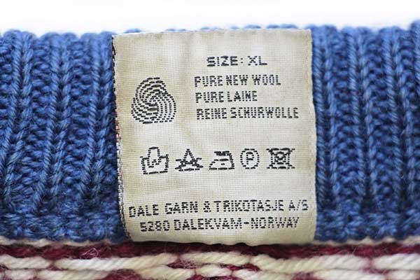 90s ノルウェー製 DALE OF NORWAY ノルディック柄 ウールニット