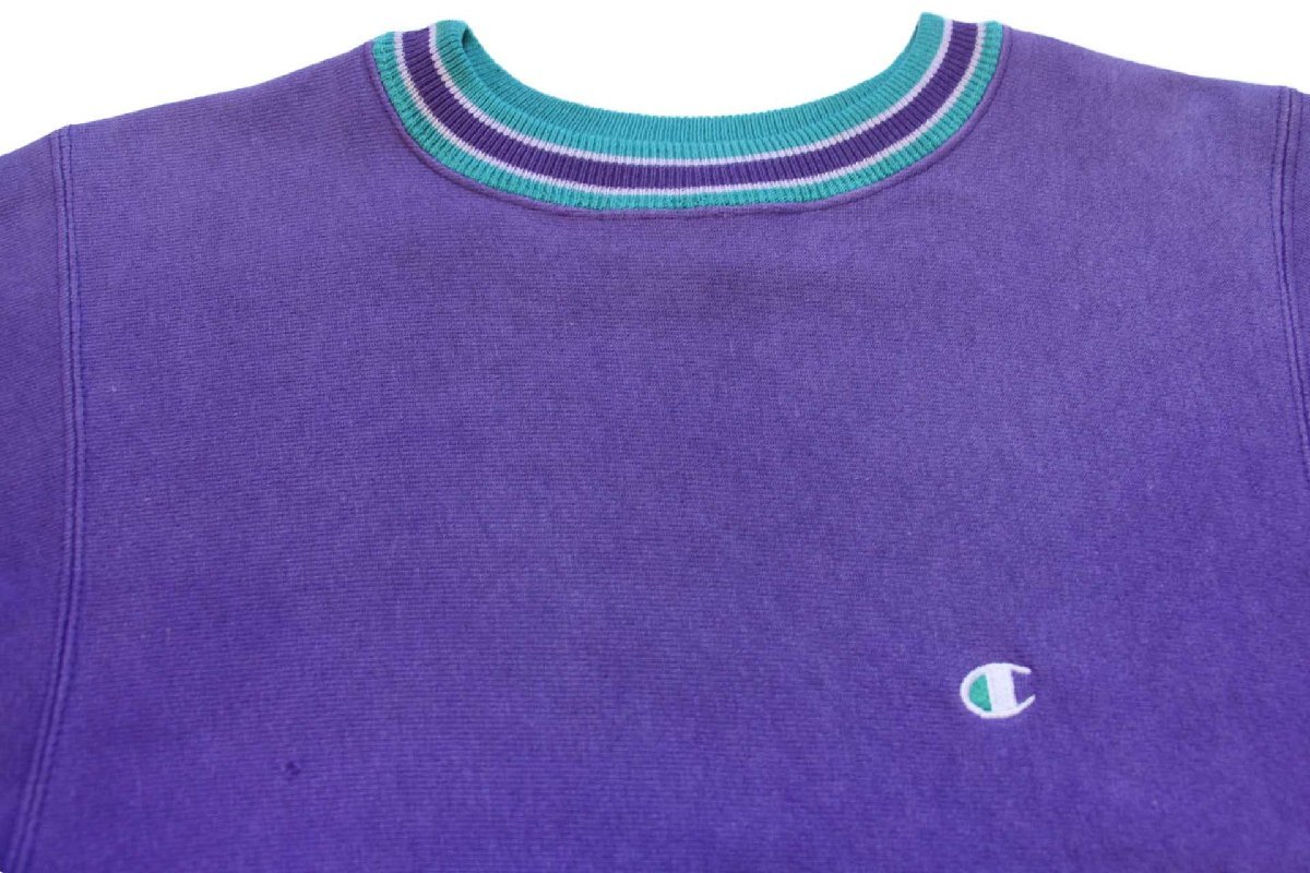 90s USA製 Championチャンピオン ワンポイント リブライン リバース