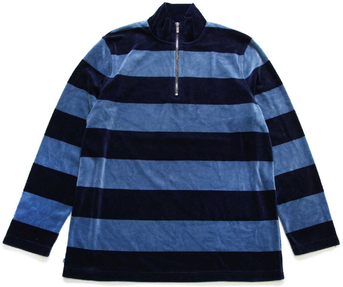 00s LAUREN ラルフローレン 太ボーダー ハイネック ハーフジップ