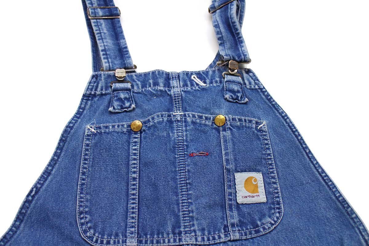 90s carharttカーハート ペンキ飛び デニム オーバーオール w38
