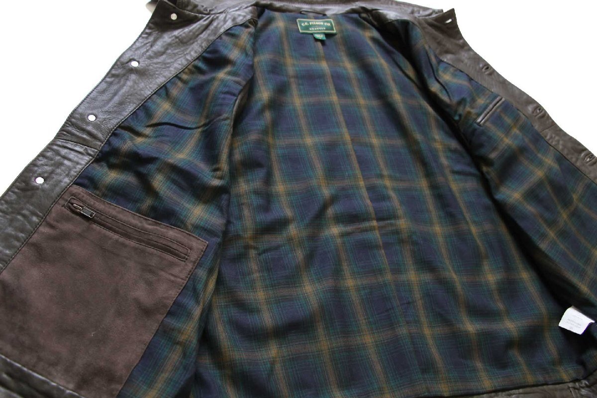 FILSONフィルソン タータンチェック ウールライナー ラムレザー ベスト