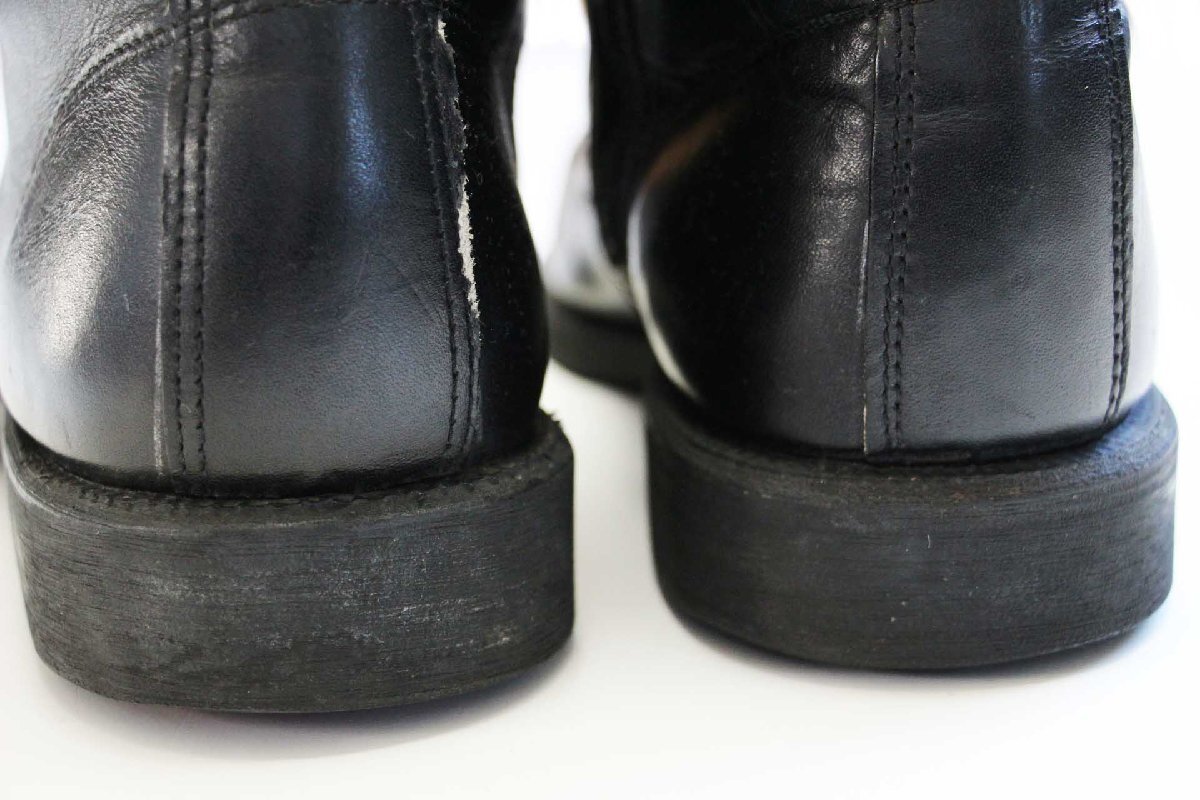 80s MSD スチールトゥ サイドジップ 8ホール レザーブーツ 黒