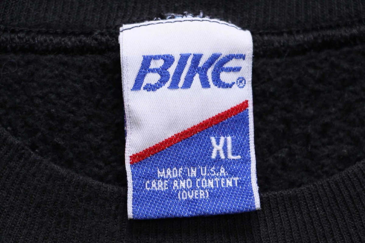90s USA製 BIKE 無地 スウェット 黒 フェード XL☆ブランク